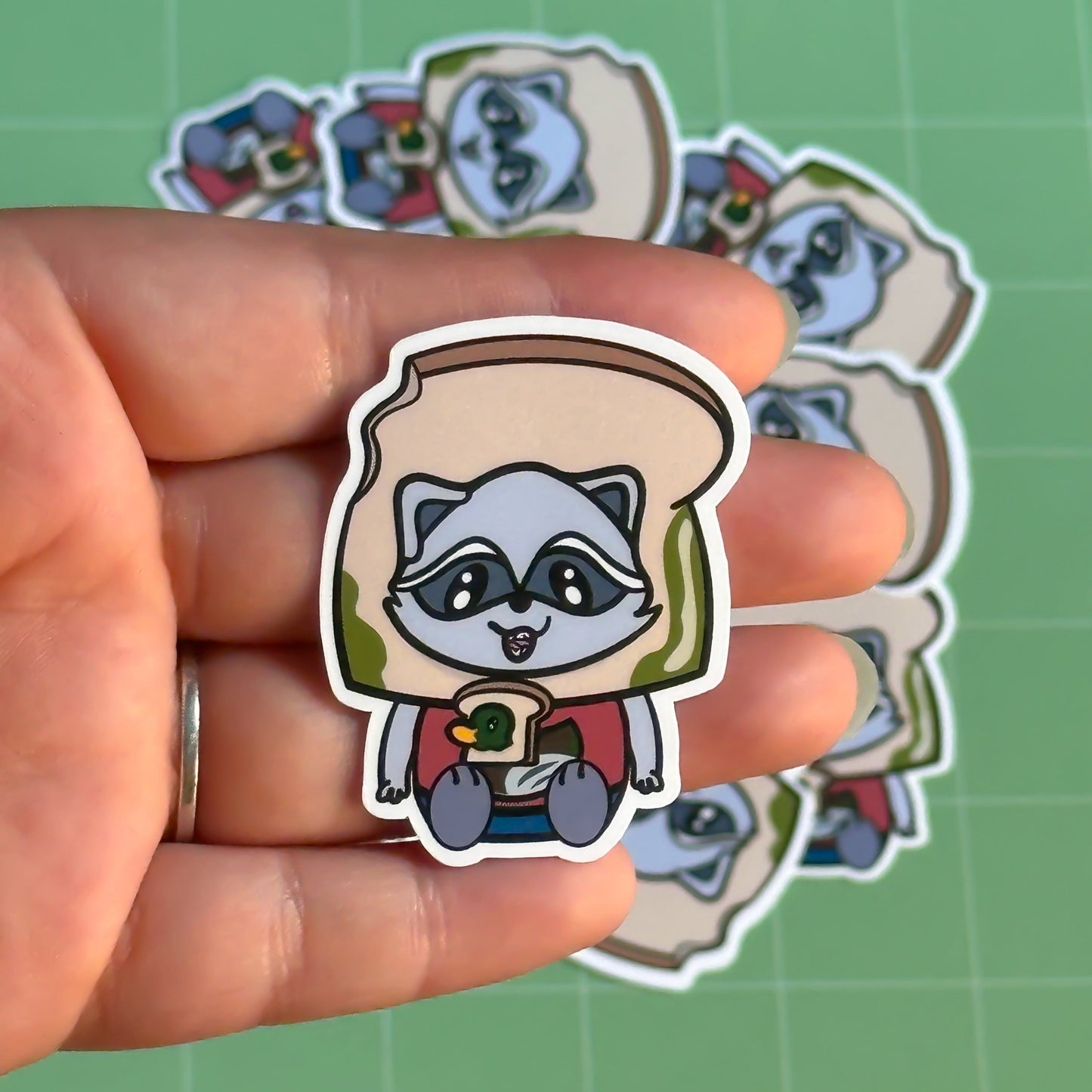 Bread Raccoon with Duck Friend Sticker