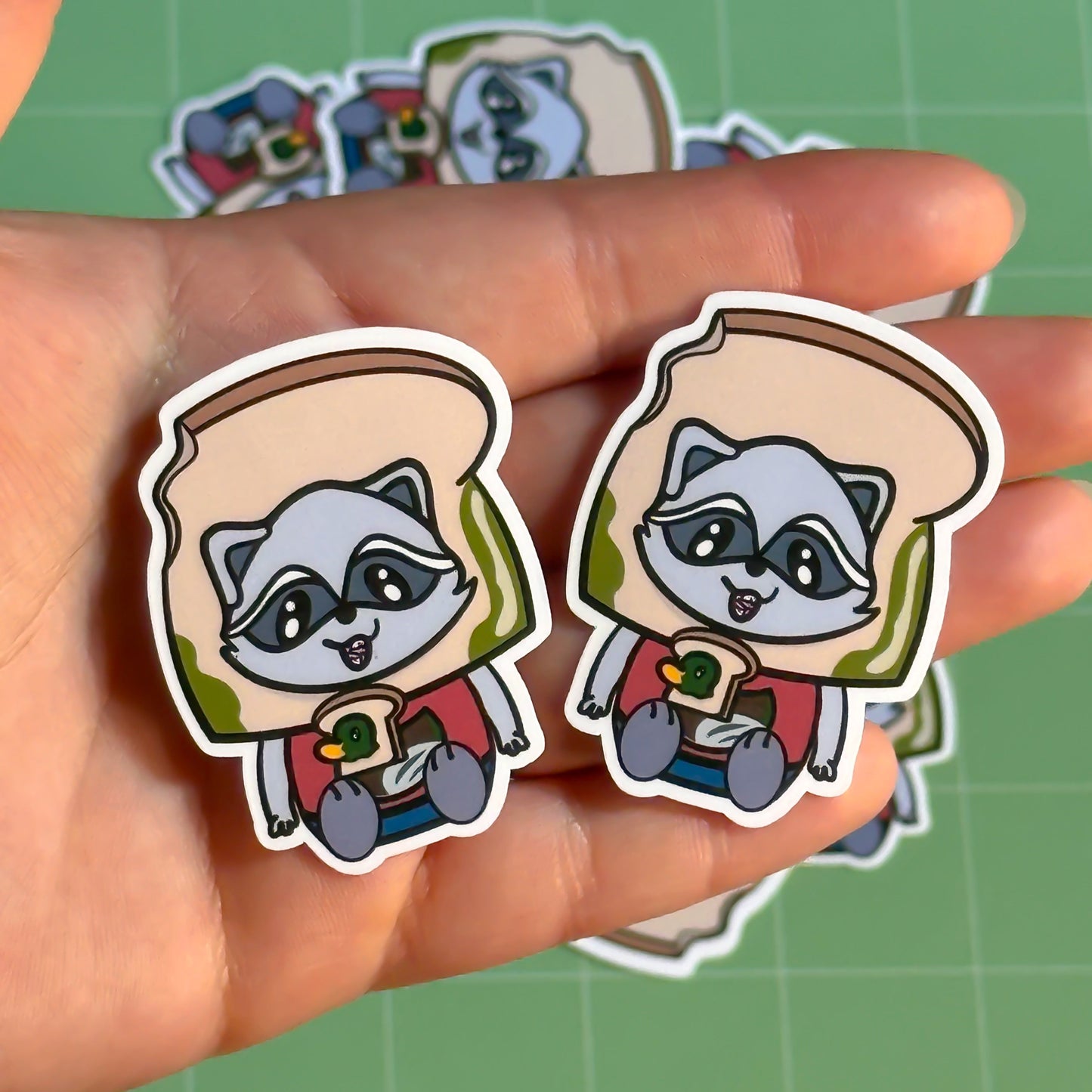 Bread Raccoon with Duck Friend Sticker
