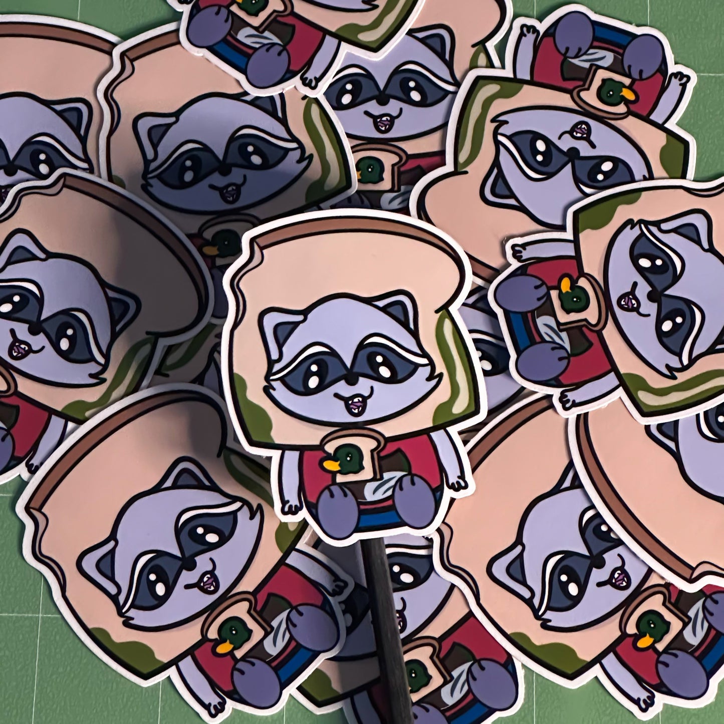Bread Raccoon with Duck Friend Sticker