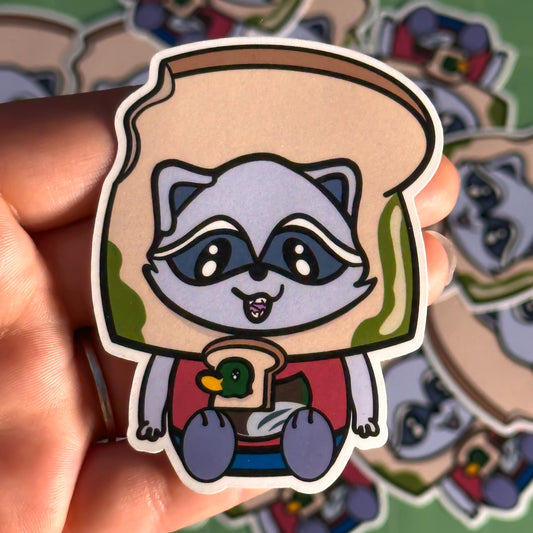 Bread Raccoon with Duck Friend Sticker