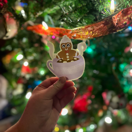 Gingerbread Man in Warm Cocoa Sticker