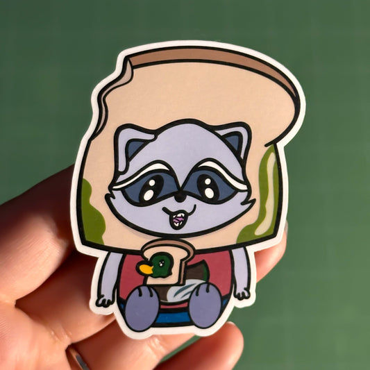 Bread Raccoon with Duck Friend Sticker